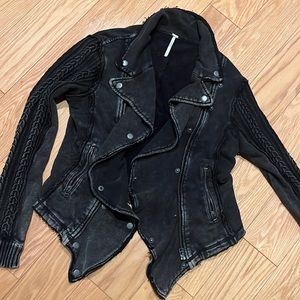 Free People Distressed Punky Zip Up Sweater